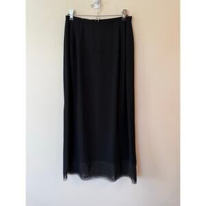Harvé Benard Collection Mesh Pleated Maxi Straight Skirt Black Women's Size 8